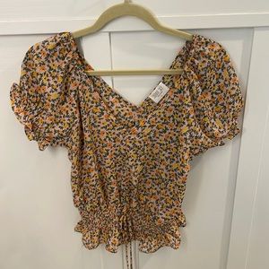Sienna Sky floral peasant style blouse size S